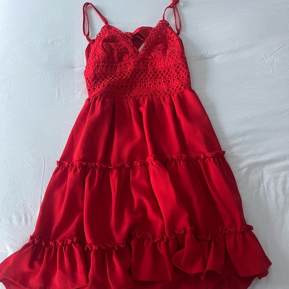 Amazon Red Lace Mini Dress